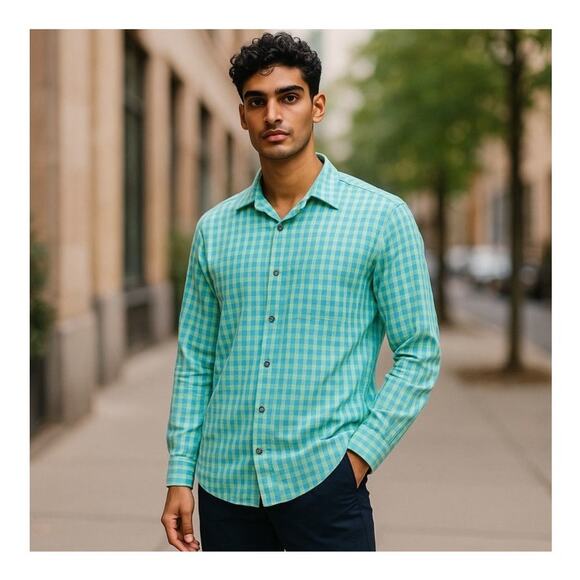 Apt 9 Premier Flex Plaid Slim Fit Button-Down Shirt Medium NWOT - Picture 15 of 15